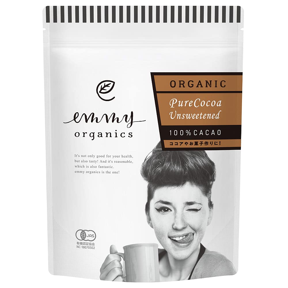 emmy organics オーガニックココアパウダー 400gの商品画像（パッケージ）